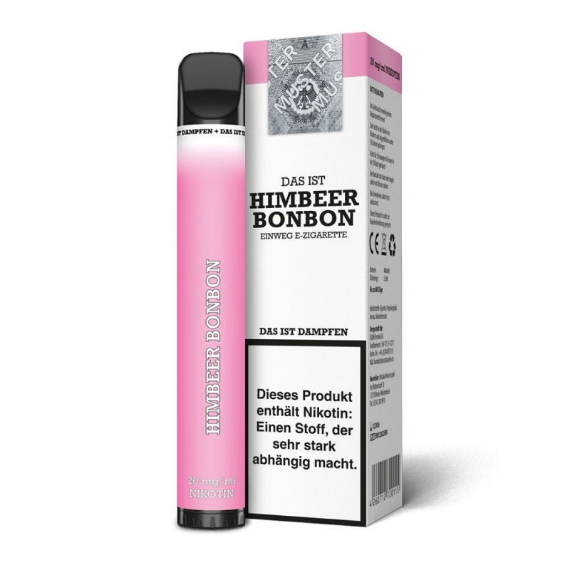 Das ist Dampfen Einweg E-Zigarette Himbeer Bonbon