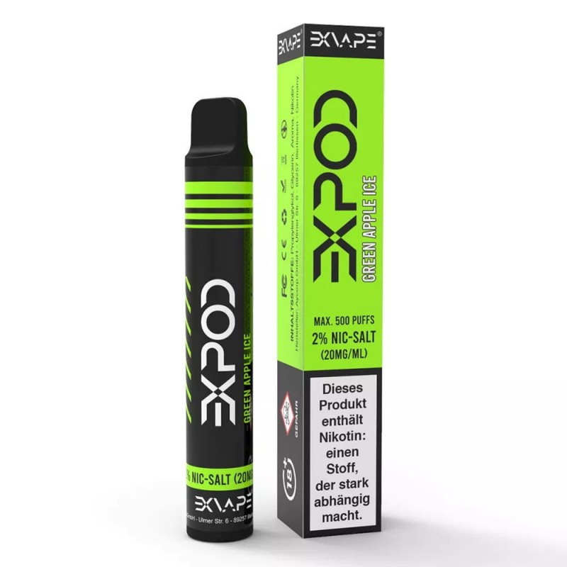 eXvape ExPod Einweg E-Zigarette Green Apple Ice